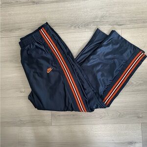Y2K Nike Navy Blue & Orange Lined Baggy Hip Hop Streetwear Track Pants